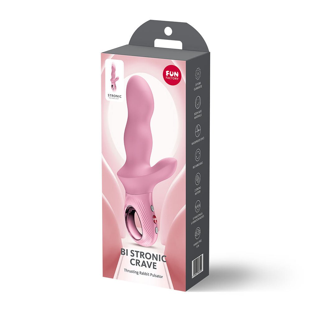 Fun Factory Bi Stronic Crave Rose Thrusting Vibrator | USB - C Rechargeable - VIBRATORS - PREMIUM
