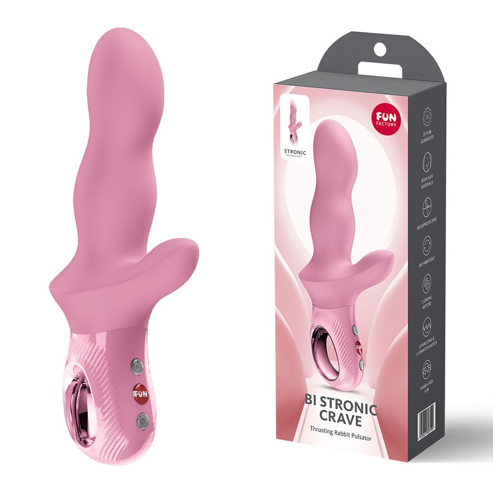 Fun Factory Bi Stronic Crave Rose Thrusting Vibrator | USB - C Rechargeable - VIBRATORS - PREMIUM
