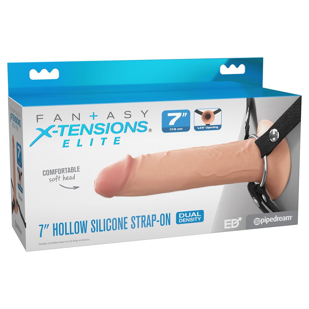FX Elite 7'' Silicone Hollow Strap - On - Flesh 17.8 cm - STRAP - ONS