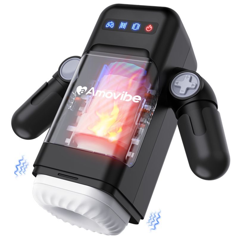 Game Cup Thrusting Vibrating & Heating Masturbator with Immersive Phone Holder and Hand Grip - Automatic male masturbator