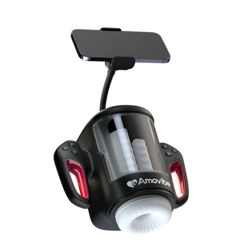 Game King Rubbing Vibrating & Heating Masturbator with Immersive Phone Holder and Hand Grip - Adult Toys