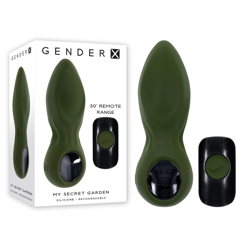 Gender X MY SECRET GARDEN - Green 14.6 cm USB Rechargeable Vibrating Butt Plug with Remote Control - Anal Toys