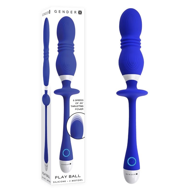 Gender X PLAY BALL - Blue 25 cm USB Rechargeable Thrusting & Vibrating Orbs - KEGEL TOYS