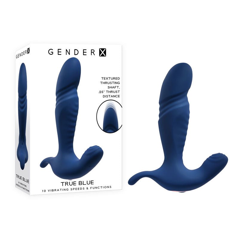Gender X TRUE BLUE - Blue 13.5 cm USB Rechargeable Thrusting Prostate Massager - Anal Toys