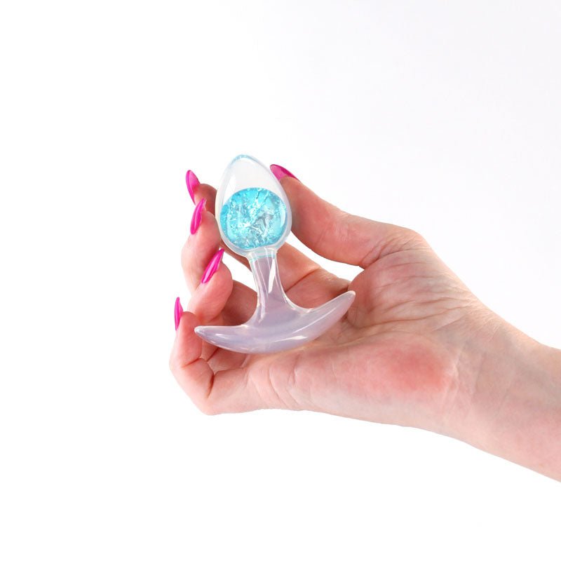Glams Cosmic - Clear/Blue 8.1 cm Small Butt Plug - ANAL TOYS