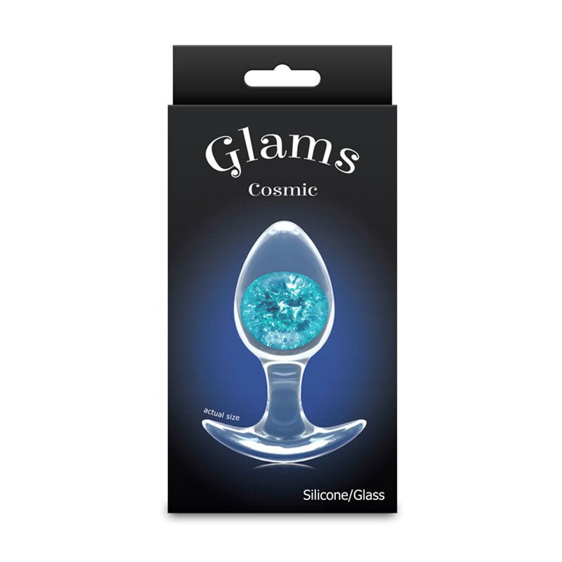 Glams Cosmic - Medium - Clear/Blue 9.5 cm Butt Plug - ANAL TOYS