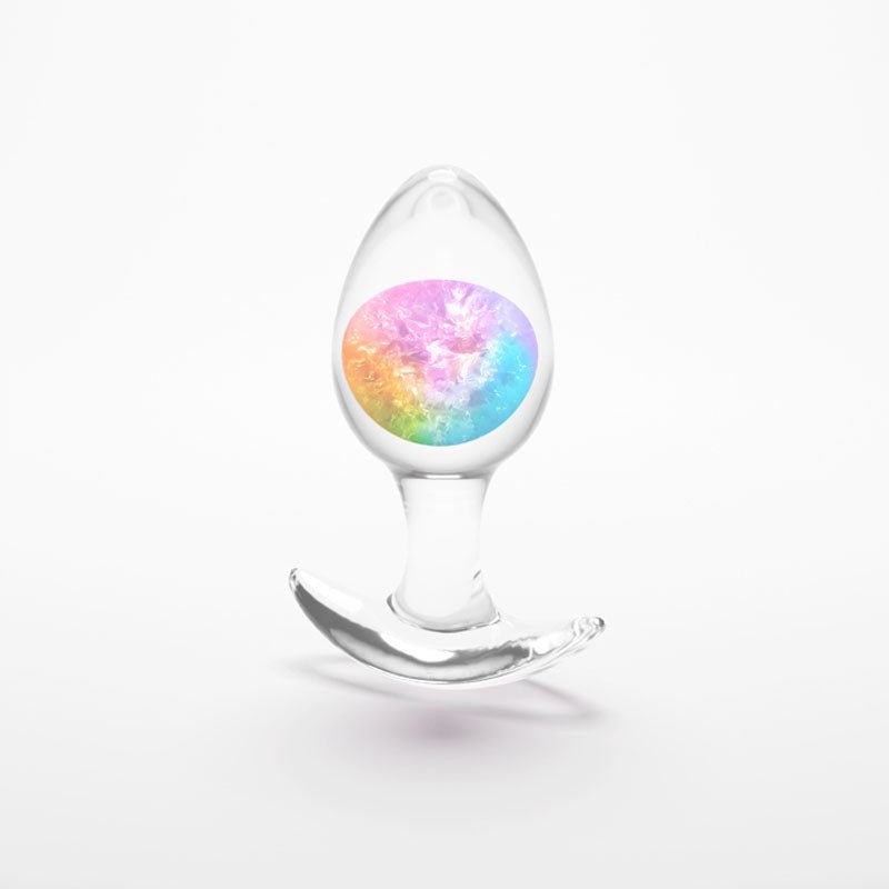 Glams Cosmic - Medium - Clear/Rainbow 9.5 cm Butt Plug - ANAL TOYS