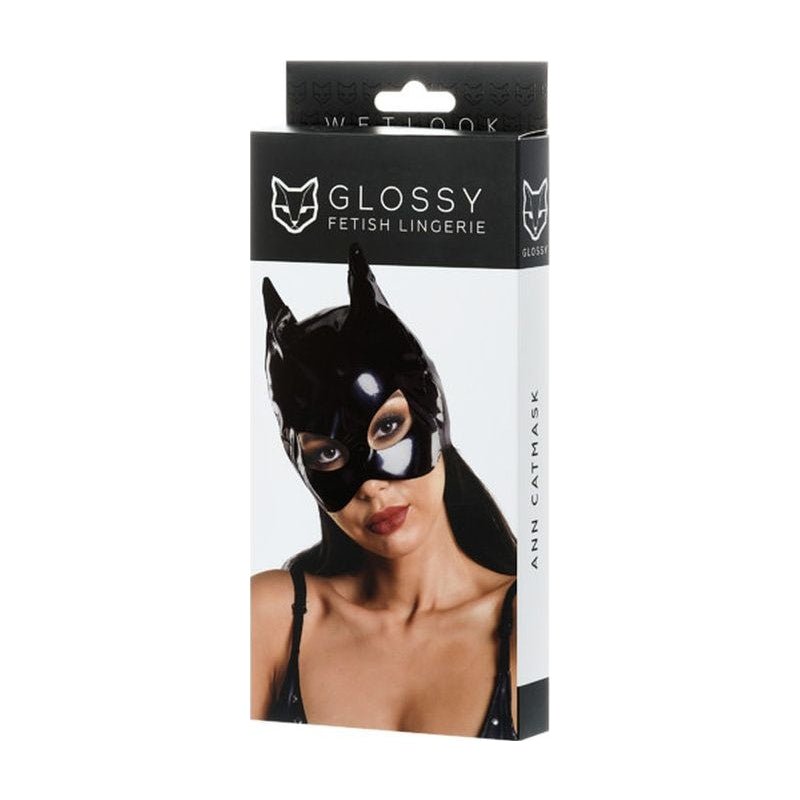 Glossy Wetlook Cat Mask - Lingerie