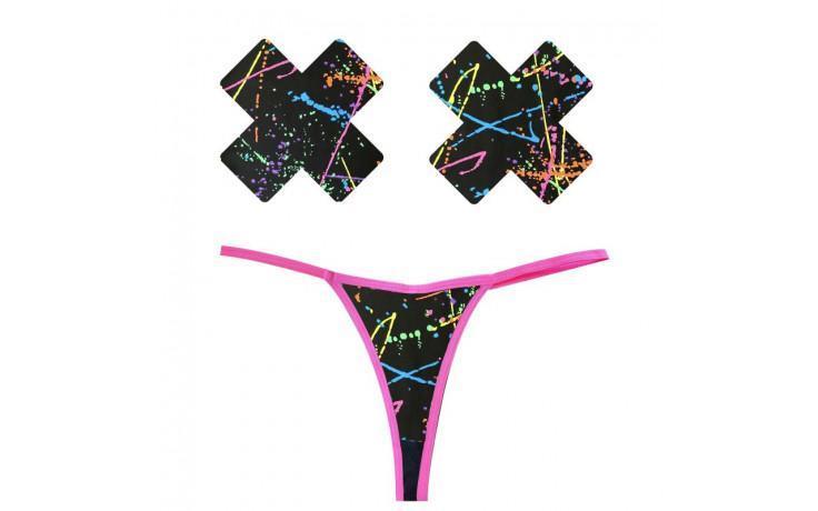 Graffiti Neon G-String and X Pastie Set - Naughty by Nature Adult Store