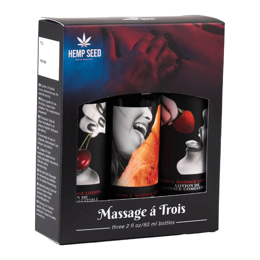 Hemp Seed Edible Massage A Trois - 3 Bottle Set - LOTIONS & LUBES - Naughty by Nature Adult Store