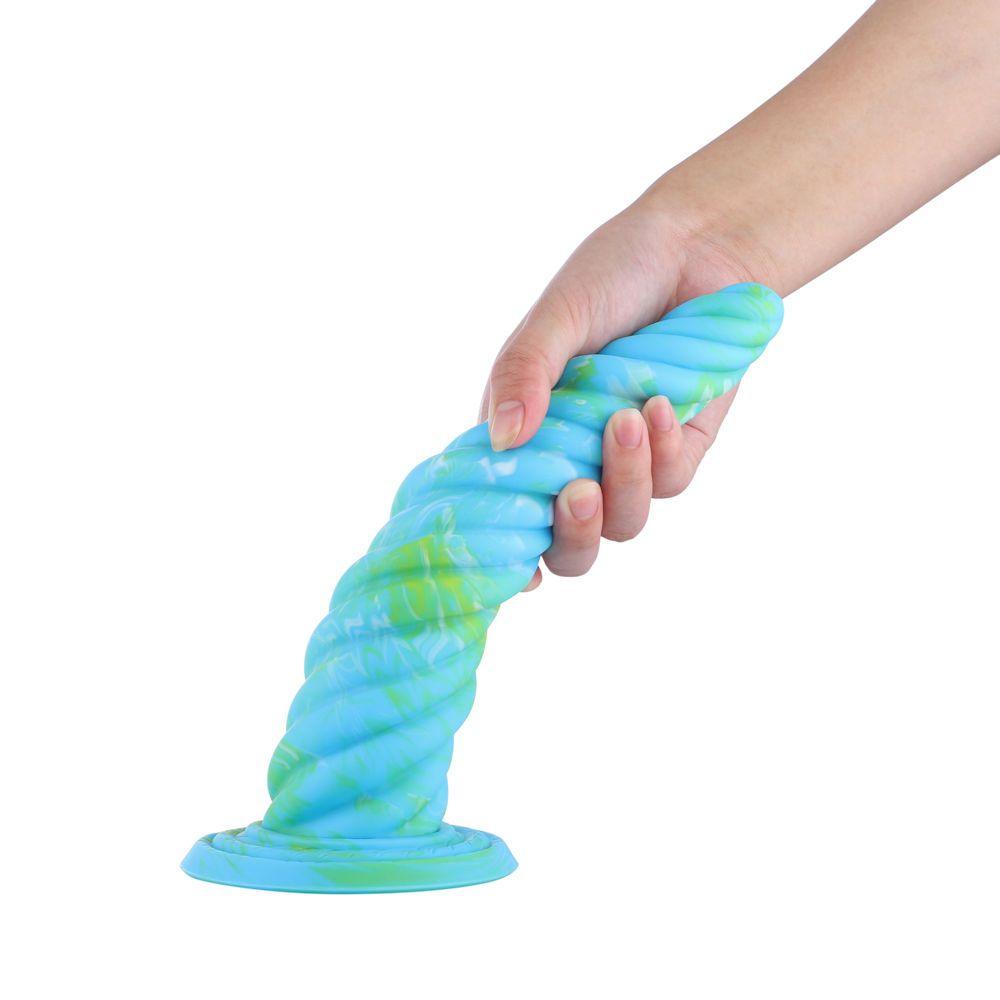 Hismith 10.12in Awl Shape Mixed Colors Silicone Dildo with Suction Cup - Naughty by Nature Adult Store