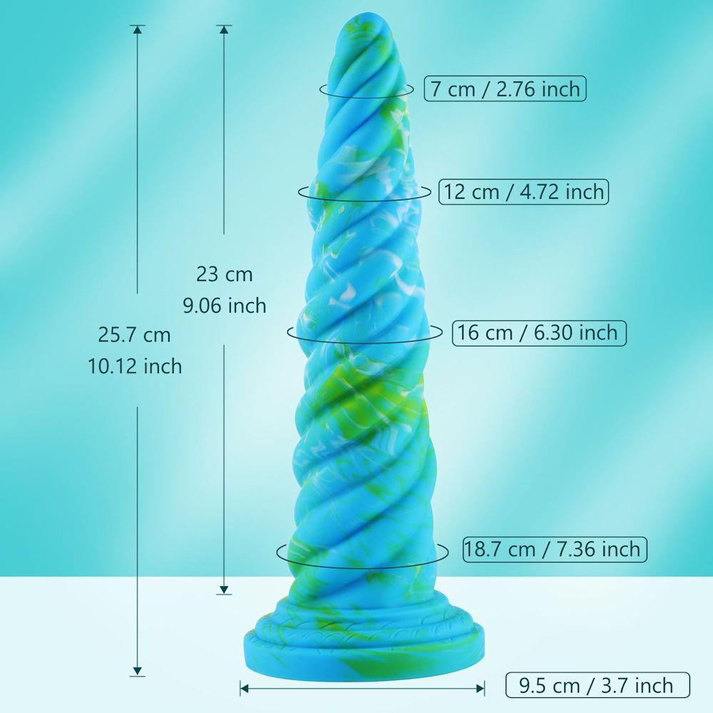 Hismith 10.12in Awl Shape Mixed Colors Silicone Dildo with Suction Cup - Naughty by Nature Adult Store
