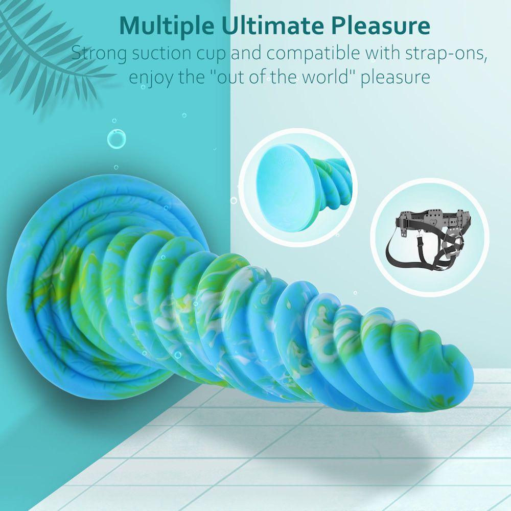 Hismith 10.12in Awl Shape Mixed Colors Silicone Dildo with Suction Cup - Naughty by Nature Adult Store