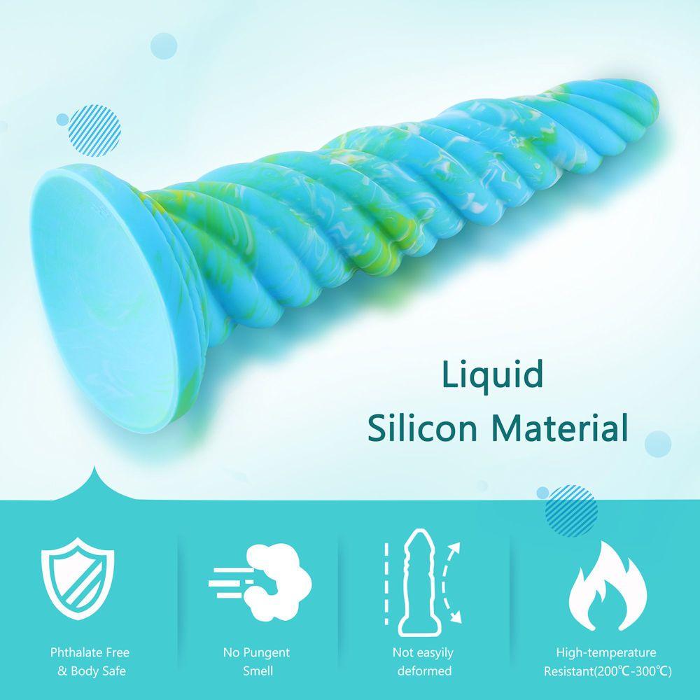Hismith 10.12in Awl Shape Mixed Colors Silicone Dildo with Suction Cup - Naughty by Nature Adult Store