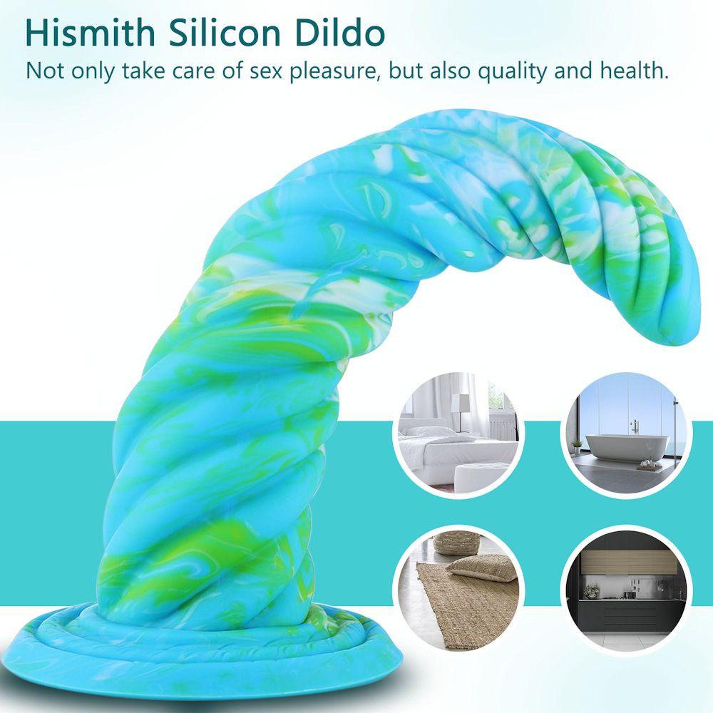 Hismith 10.12in Awl Shape Mixed Colors Silicone Dildo with Suction Cup - Naughty by Nature Adult Store
