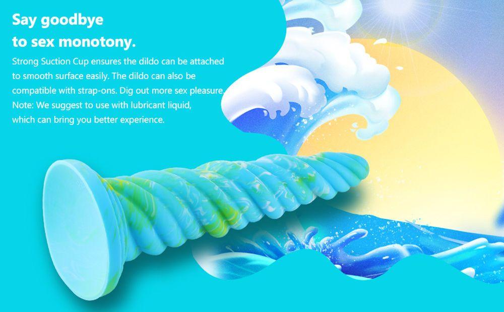 Hismith 10.12in Awl Shape Mixed Colors Silicone Dildo with Suction Cup - Naughty by Nature Adult Store