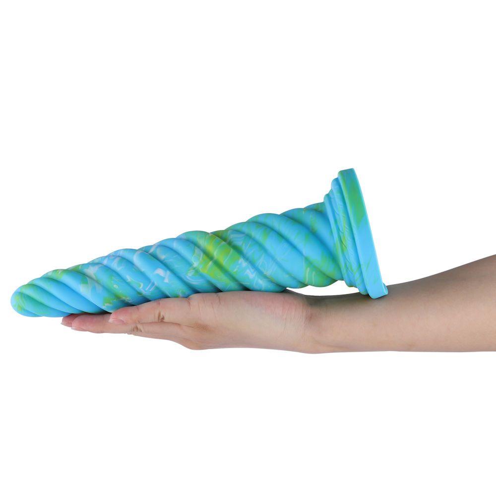Hismith 10.12in Awl Shape Mixed Colors Silicone Dildo with Suction Cup - Naughty by Nature Adult Store