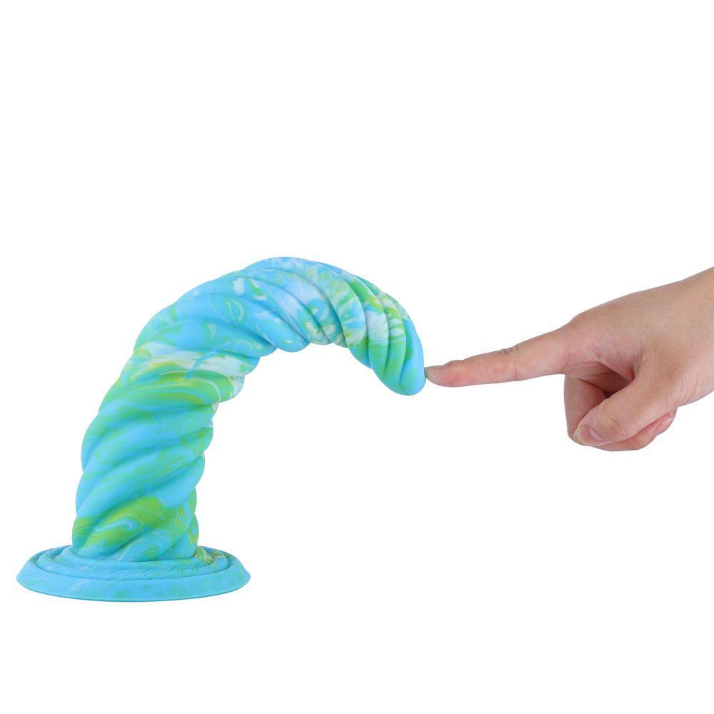 Hismith 10.12in Awl Shape Mixed Colors Silicone Dildo with Suction Cup - Naughty by Nature Adult Store