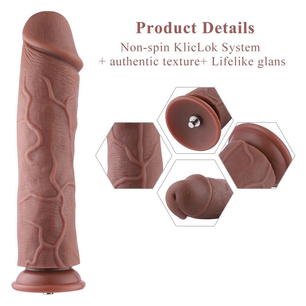 HiSmith 11.4" Slightly Curved Silicone Dildo With KlicLok For Premium Sex Machine - MACHINES - PREMIUM