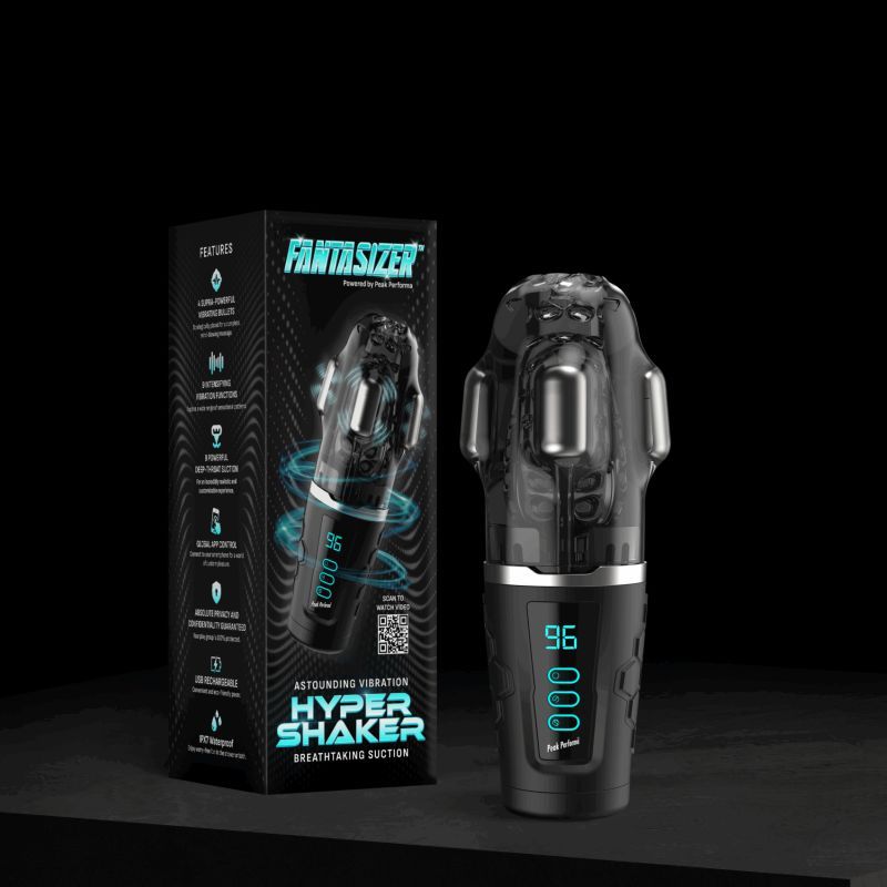 Hypershaker Automatic App Controlled LCD Masturbator Black - Adult Toys