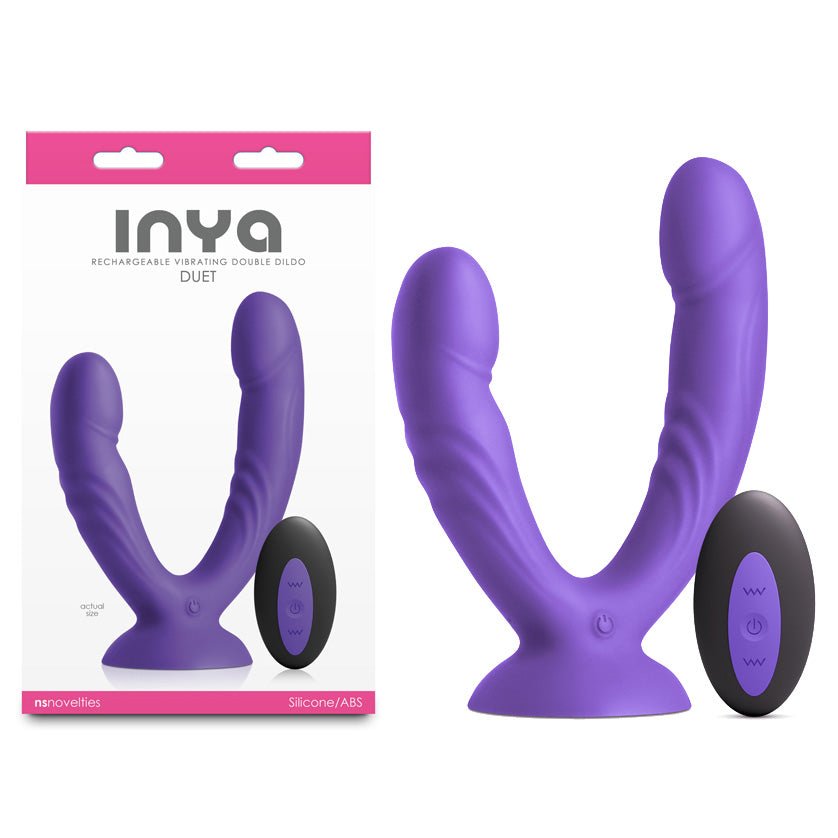INYA Duet Purple USB Rechargeable Vibrating Double Dildo With Wireless Remote - DONGS