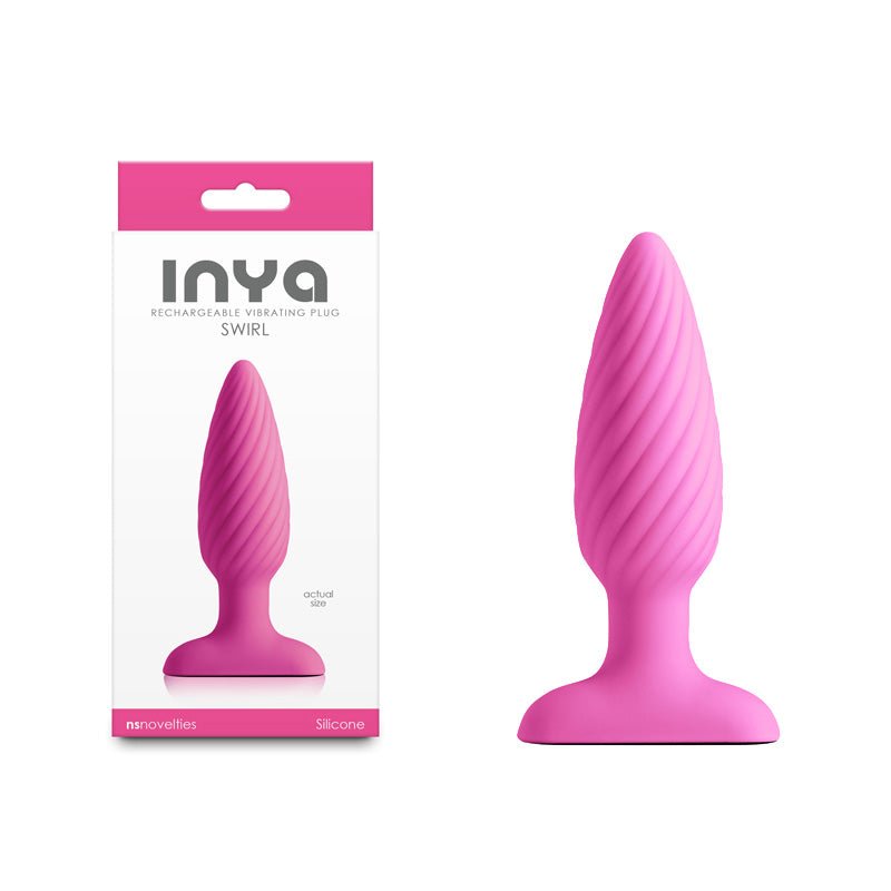 Inya Swirl Pink Ten Point Seven Centimeters USB Rechargeable Vibrating Butt Plug - ANAL TOYS