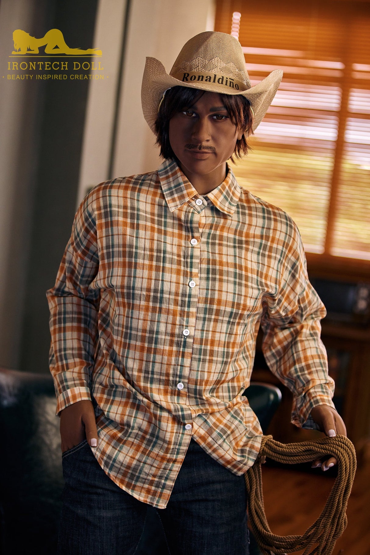 Irontech Black 175cm Cowboy Charles Male Sex Doll TPE - Sex Doll