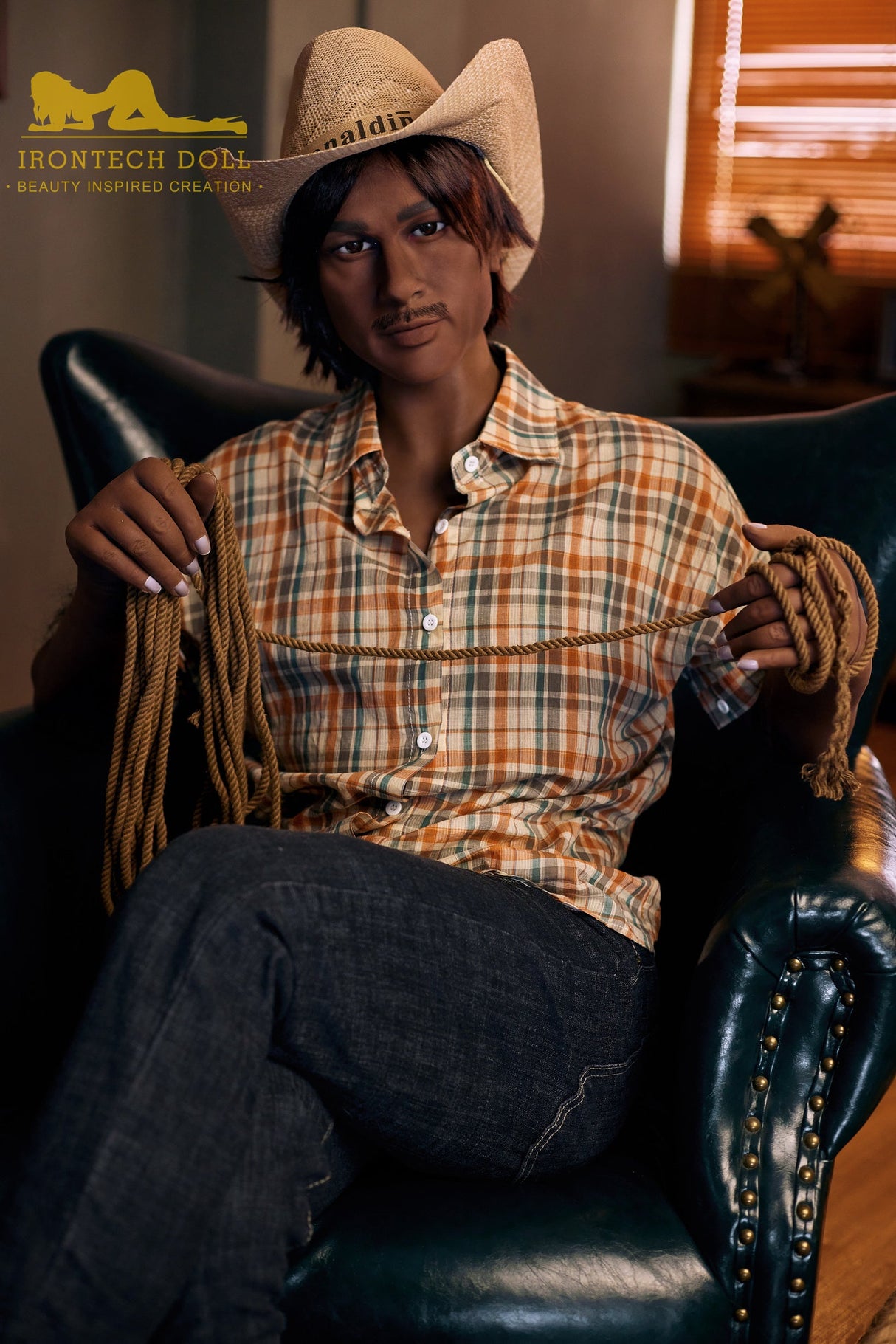 Irontech Black 175cm Cowboy Charles Male Sex Doll TPE - Sex Doll