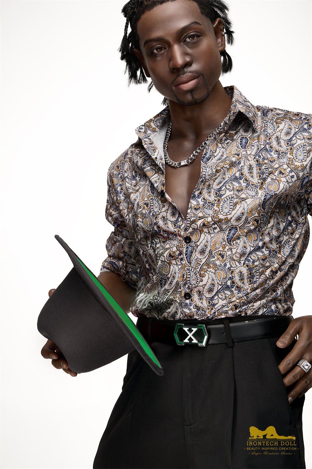 Irontech James 176cm Silicone Sex Doll Black Skin Brown Eyes M8 - Sex Doll