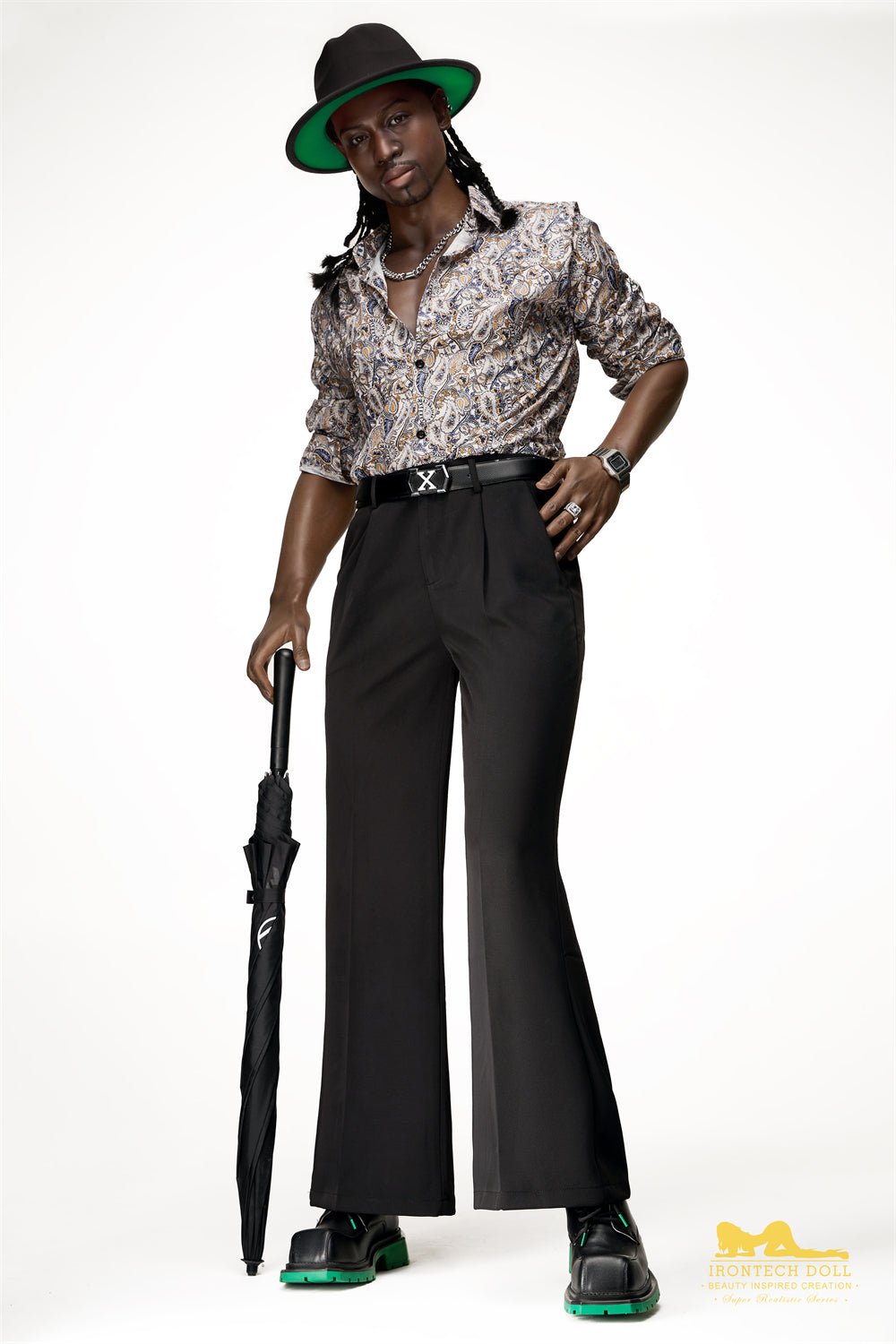 Irontech James 176cm Silicone Sex Doll Black Skin Brown Eyes M8 - Sex Doll