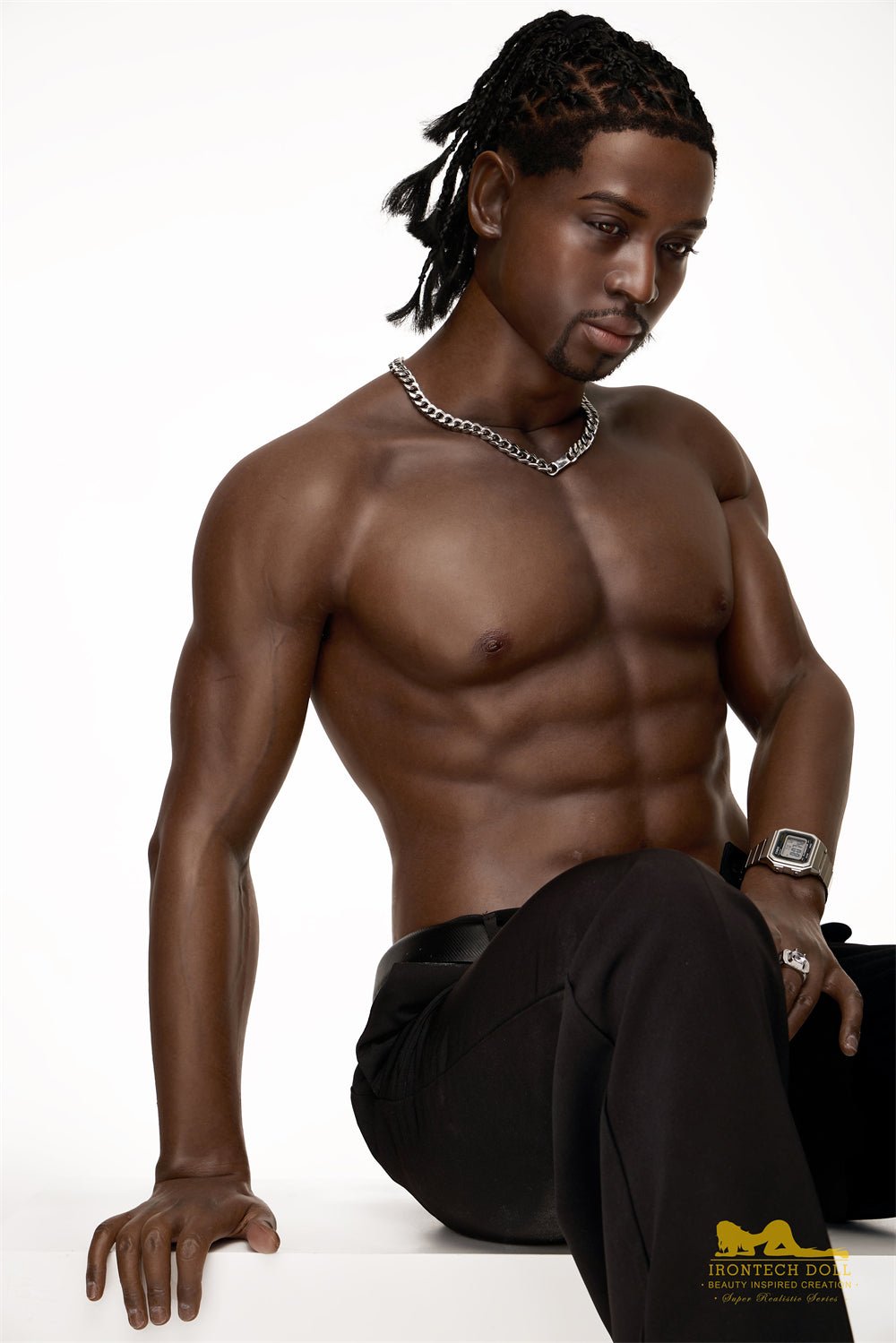 Irontech James 176cm Silicone Sex Doll Black Skin Brown Eyes M8 - Sex Doll