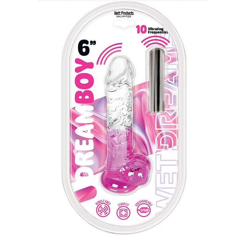 Jelly Vibrator Dream Boy USB 6in Pink - Adult Toys