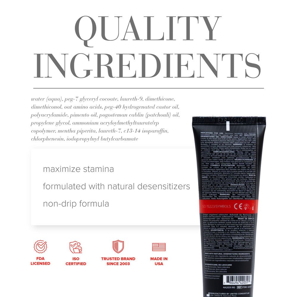 JO Prolonger Gel 60 mL Penis Desensitising Gel Tube - ENHANCERS