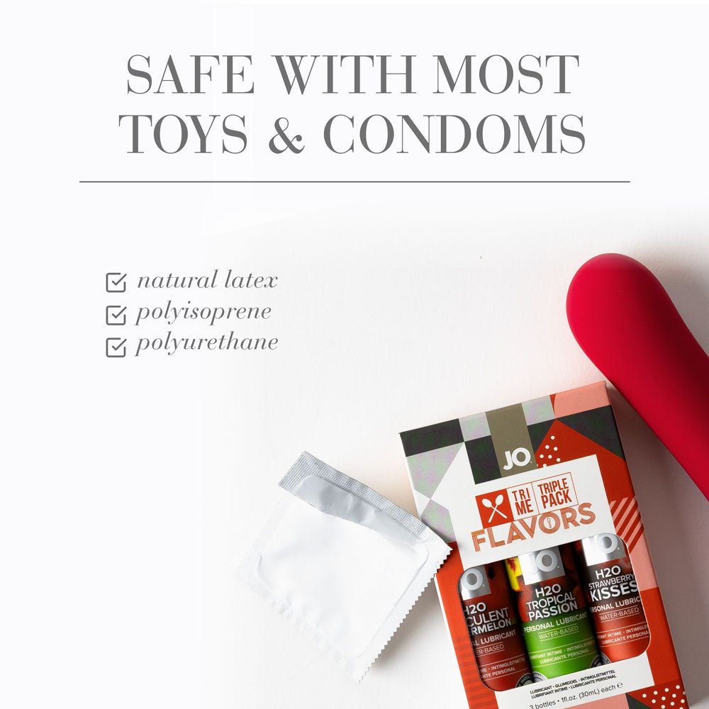 JO Tri Me Flavoured Lubes Gift Set 3 Pack Strawberry Watermelon Tropic Passion - LOTIONS & LUBES
