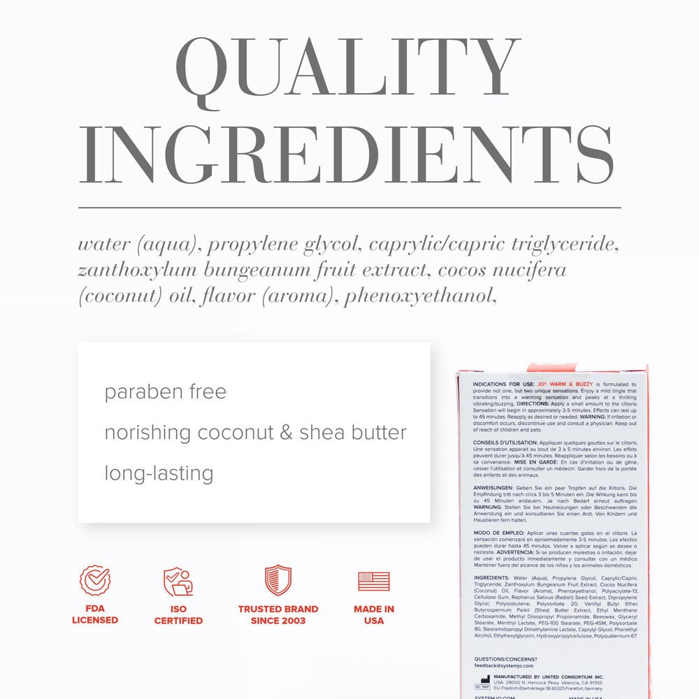 JO Warm Buzzy Clitoral Stimulant 10 Ml Warming Gel Tube - ENHANCERS