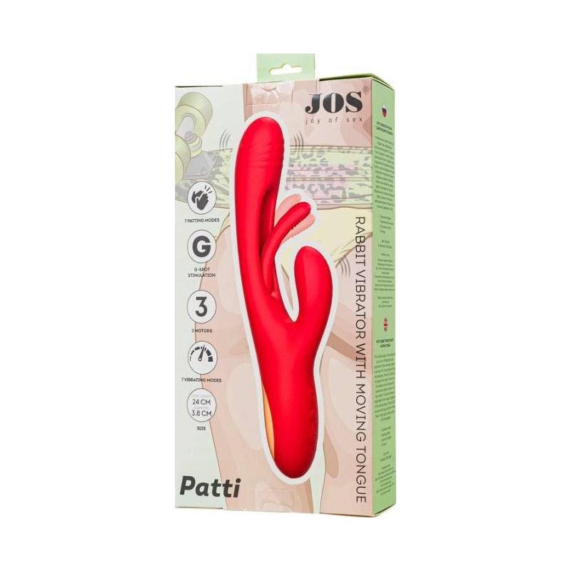 JOS Patti Moving Tongue Rabbit Vibrator Red - Adult Toys