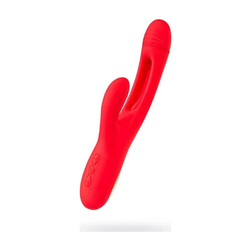 JOS Patti Moving Tongue Rabbit Vibrator Red - Adult Toys