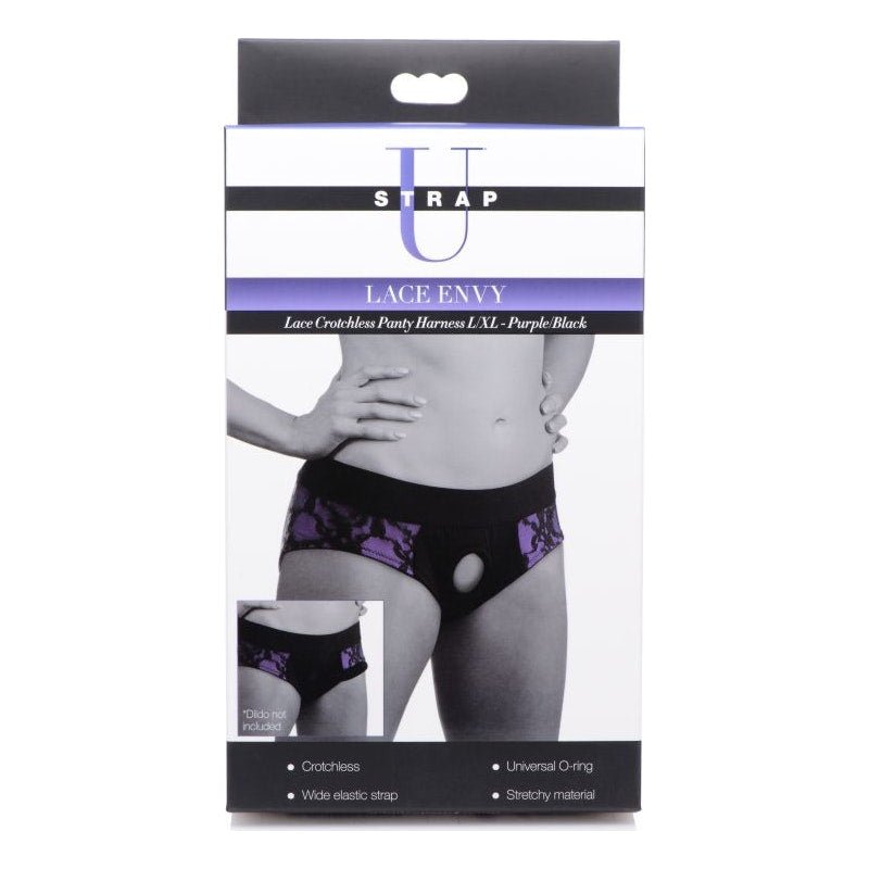 Lace Envy Panty Harness Purple L/XL - Adult Toys