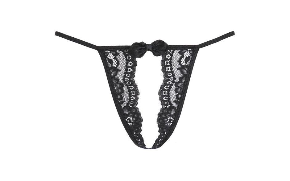 Lace Open Front G - String Black - Lingerie