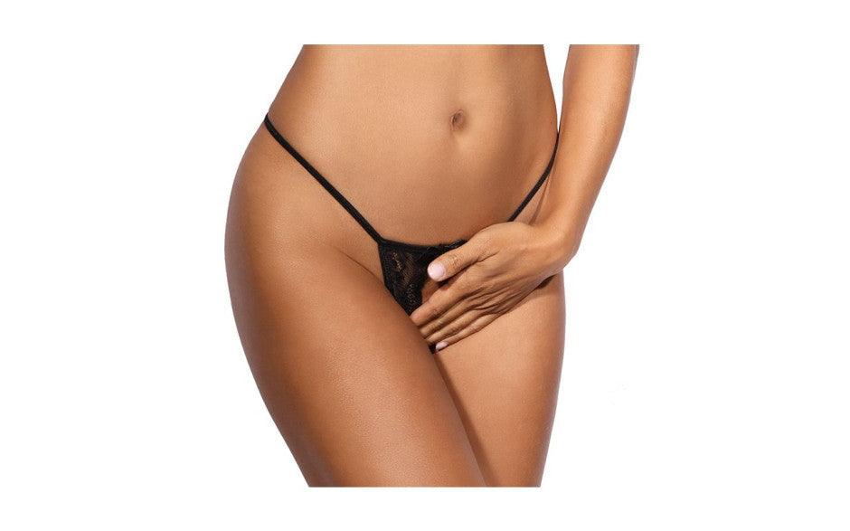 Lace Open Front G - String Black - Lingerie