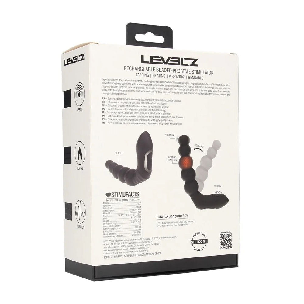 LEVELZ Beaded Prostate Massager Heating And Vibrating Black - ANAL TOYS