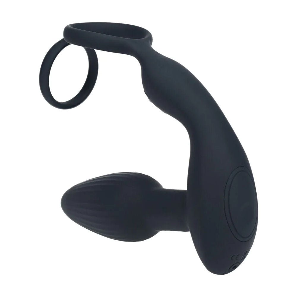 LEVELZ Dual Vibrating Prostate Stimulator With Cock Ring Black - ANAL TOYS