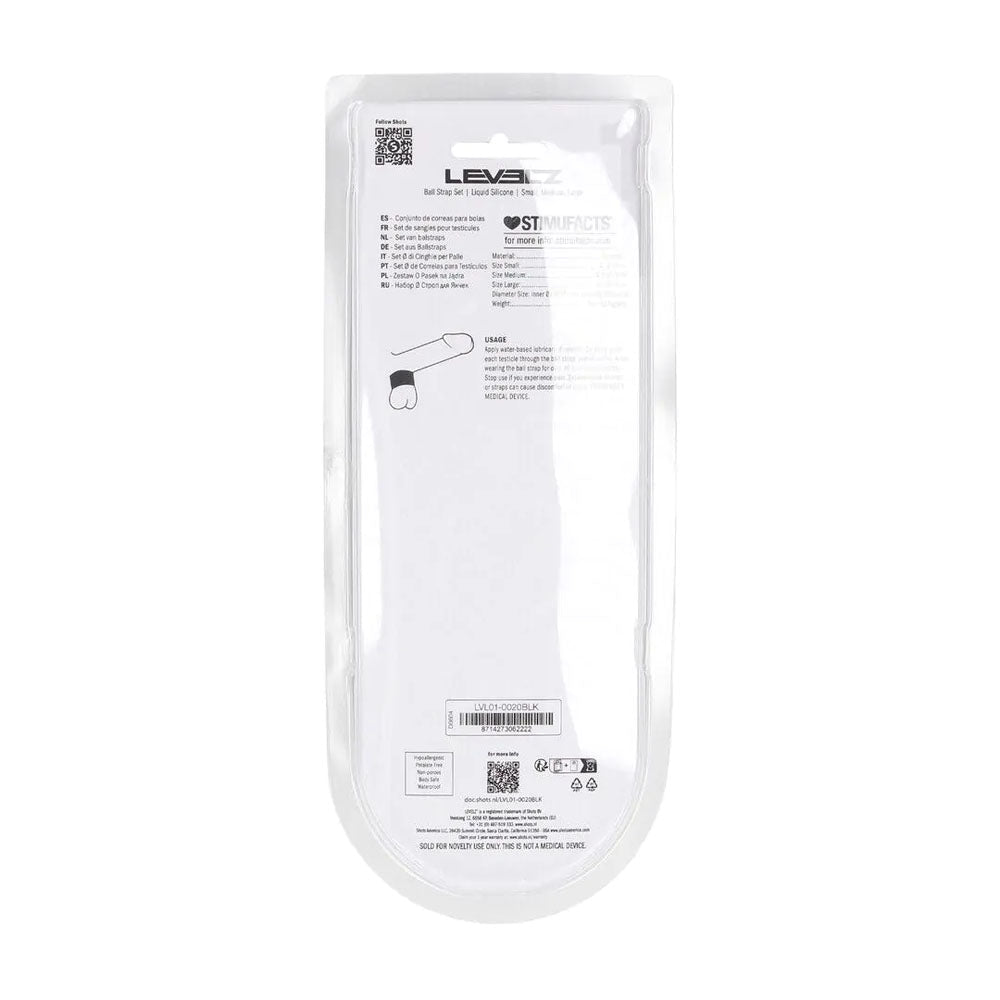 Levelz Liquid Silicone Ball Strap Set 3 Black Ball Stretchers - COCK RINGS