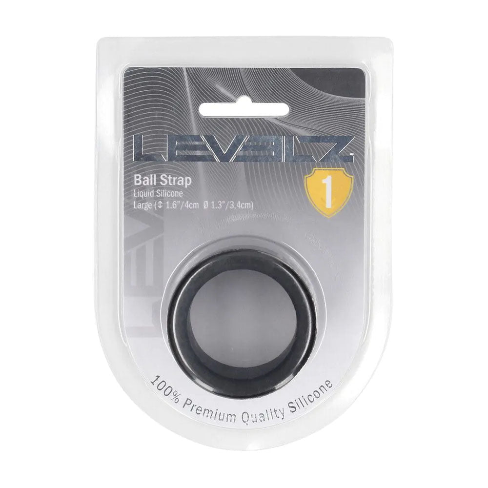 LEVELZ Liquid Silicone Ball Strap Size L Black Premium Quality - COCK RINGS
