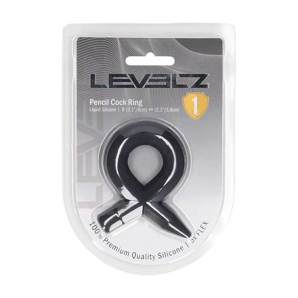 LEVELZ Pencil Liquid Silicone Cock Ring Black - COCK RINGS