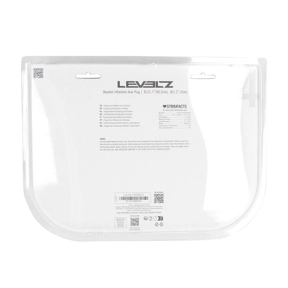 LEVELZ Premium Beaded Inflatable Anal Plug Black Butt Plug - ANAL TOYS