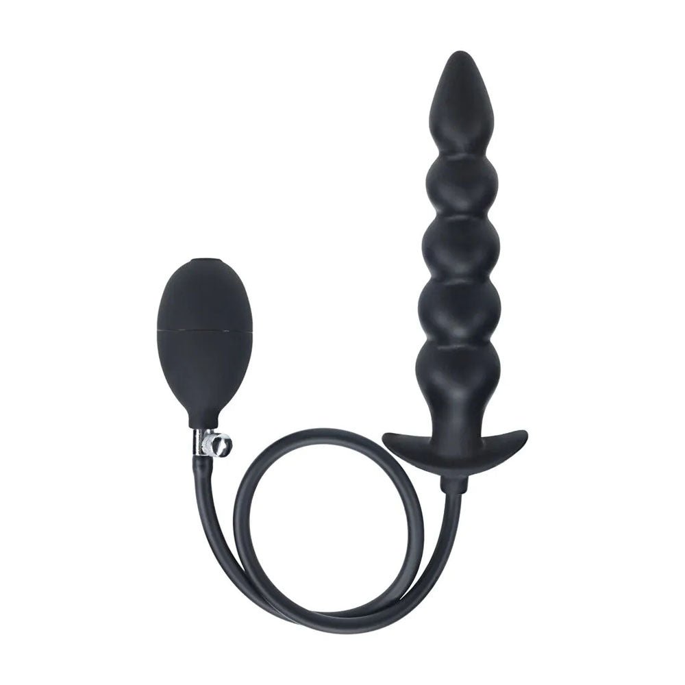 LEVELZ Premium Beaded Inflatable Anal Plug Black Butt Plug - ANAL TOYS