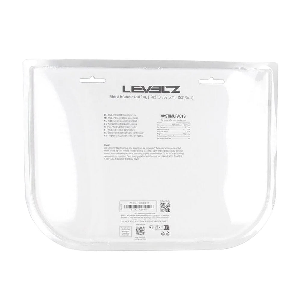 LEVELZ Ribbed Inflatable Anal Plug Black for Adjustable Size - ANAL TOYS