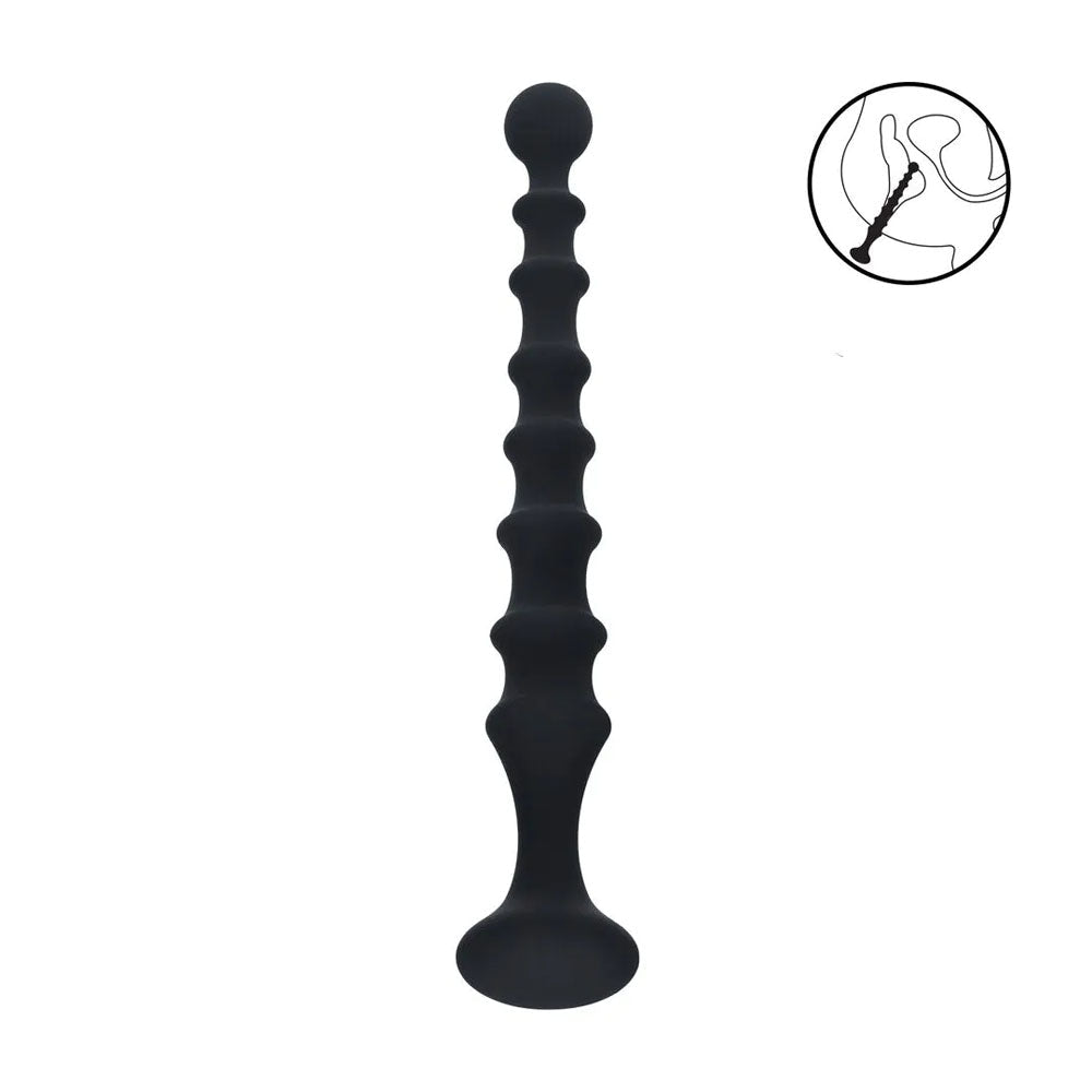 Levelz Ribbed Silicone Flared Anal Probe Black 26.7cm - ANAL TOYS