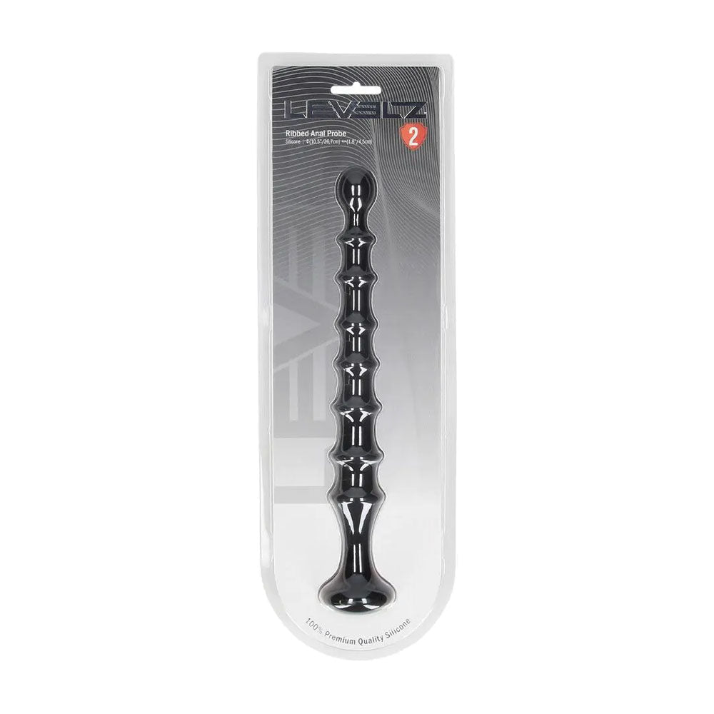 Levelz Ribbed Silicone Flared Anal Probe Black 26.7cm - ANAL TOYS